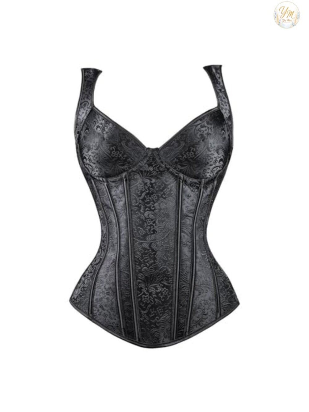 Women's Gothic Overbust Corset with Shoulder Straps, Jacquard Fabric, Body